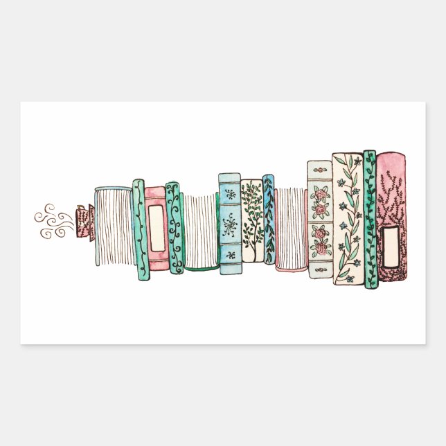 Autocollants à piles de livres florales (Devant)