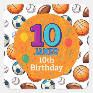 Autocollants à thème 10e anniversaire personnalisé