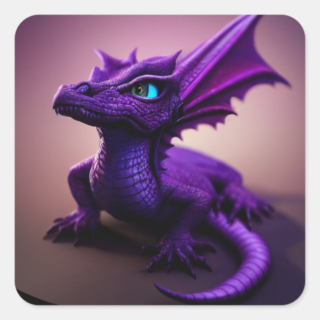 Autocollants adorables violets pour bébé dragon (Devant)