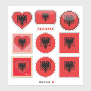 Autocollants Albanie & Drapeau albanais, Cœur /spo