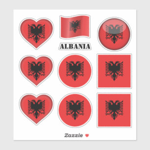 Autocollants Albanie & Drapeau albanais, Cœur /spo
