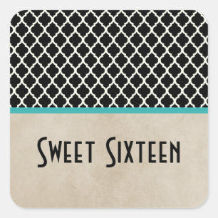 Autocollants Aqua Chic Quatrefoil Sweet 16