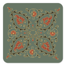 Autocollants avec motif ouzbek vert velours