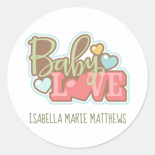 Autocollants Baby Love, 3 pouces (feuille de 6) (Devant)