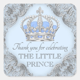 Autocollants Baby Shower Baby Blue Silver Prince
