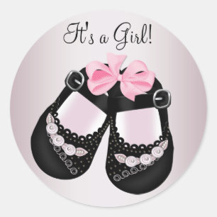 Autocollants Baby Shower Chaussures Bébé Noir Fill