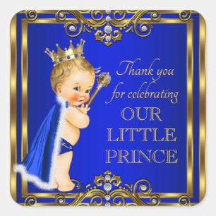 Autocollants Baby Shower Prince Bleu Or Royal
