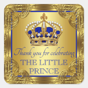 Autocollants Baby Shower Prince Bleu Or Royal