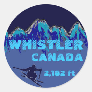 Autocollants bleus d'art de ski de Whistler Canada