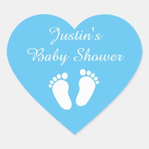 Autocollants bleus de babyshower d'empreintes de