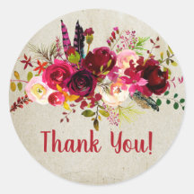 autocollants boho floral merci