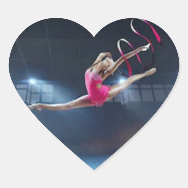 Autocollants brillants cœur de gymnastique. (Devant)