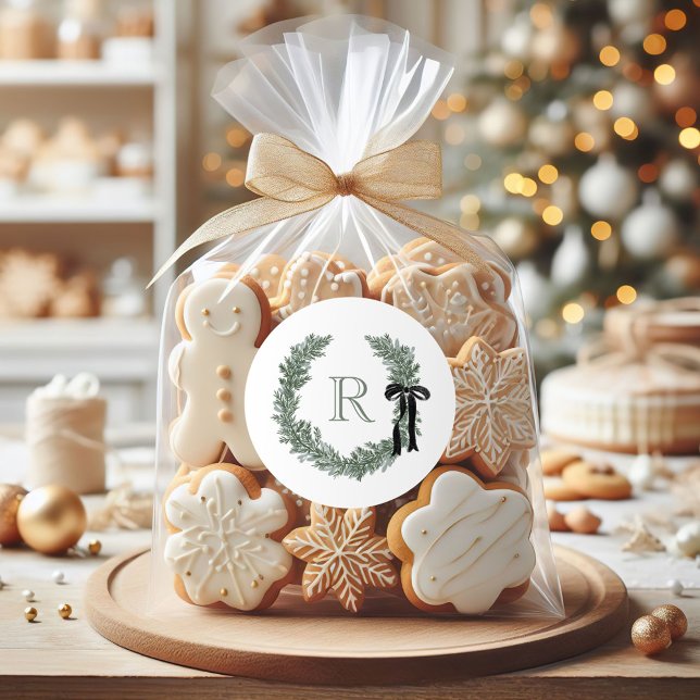 Autocollants Cadeau Couronne de Laurier Monogramme (Créateur téléchargé)