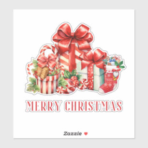 Autocollants Cadeaux de Noël Canne en Bonbons