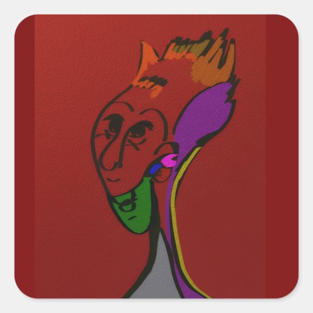 Autocollants carrés de chef alien Sci-fi (Devant)