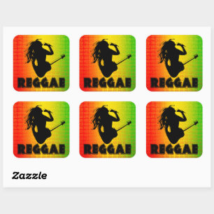 Autocollants carrés de Rasta Rastaman de musique