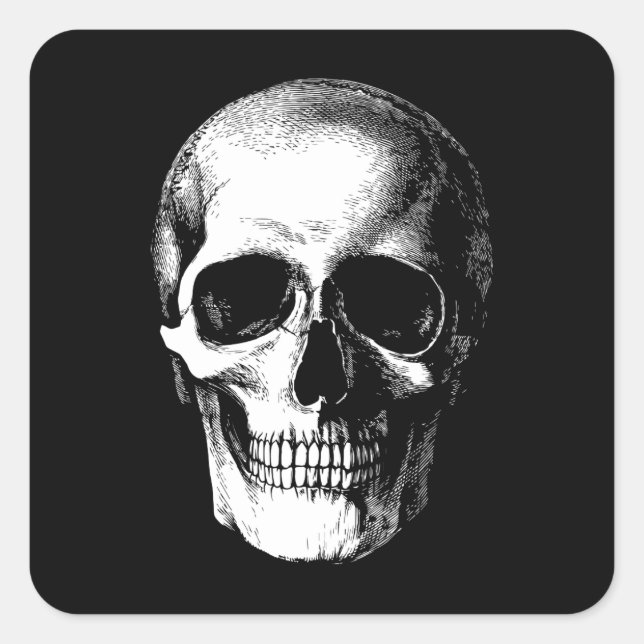 Autocollants Carrés Mariage Halloween Gothique Crâ (Devant)