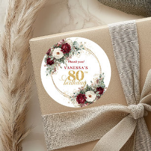 Autocollants charmants rose bordeaux pour 80e anni