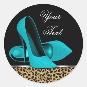 Autocollants Chaussures à Talons Hauts Léopard Ble