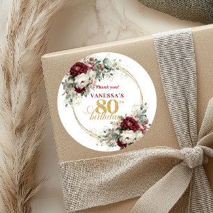 Autocollants Chic Blush Burgundy 80e Anniversaire