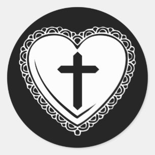 Autocollants Cœur + Croix Gothiques (Noir + Blanc)