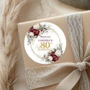 Autocollants Conçu pour 80e Anniversaire Rouge Bor