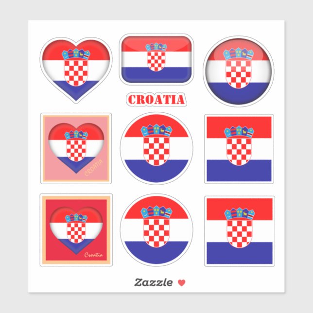 Autocollants Croatie & Drapeau Croate, Cœur /sport (Feuille)