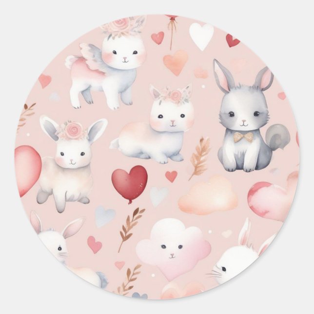 Autocollants Cupidon de Bunny & Lamb – Aquarelle B (Devant)