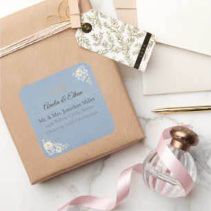 Autocollants d'adresse de mariage élégants   Flora