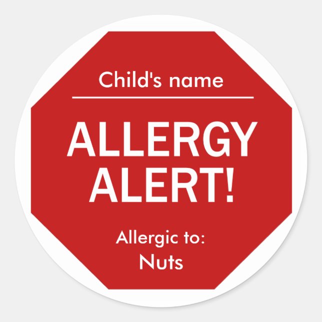 Autocollants d'alerte allergique (Devant)