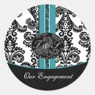autocollants damask aqua Mariage Monogram