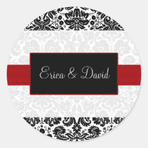 autocollants damask rouge Mariage Monogrammes
