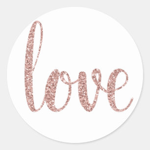 Autocollants d'amour en or rose, police de parties