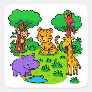Autocollants d'animaux de la jungle pour les enfan