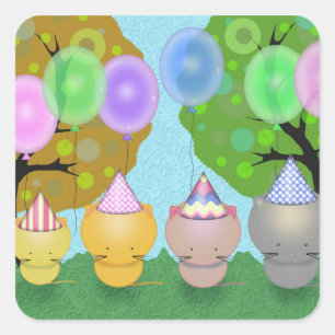 Autocollants d'anniversaire de chatons mignons ave