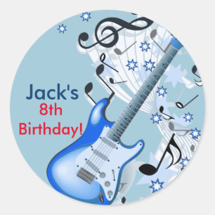 Autocollants d'anniversaire de guitare de vedette