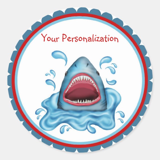 Autocollants d'anniversaire de requin (Devant)