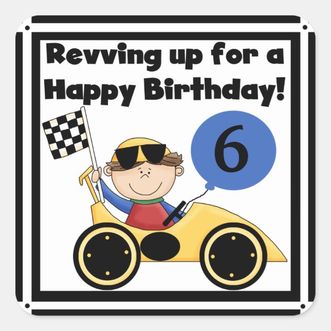 Autocollants d'anniversaire de voiture de course p (Devant)