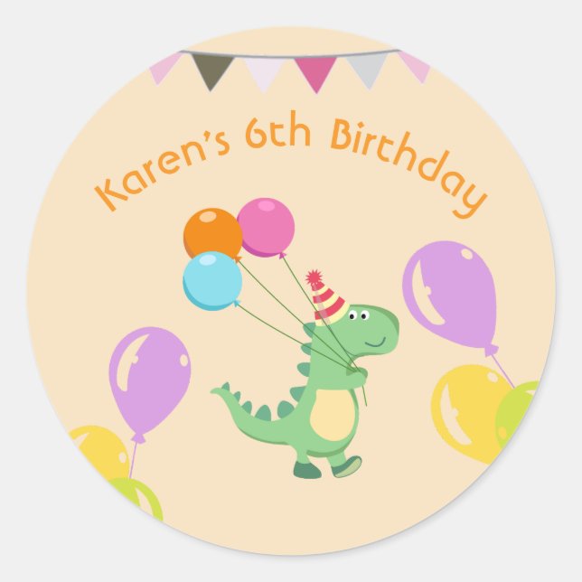 Autocollants d'anniversaire Pastel Dino (Devant)