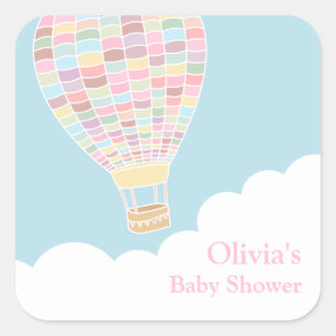 Autocollants de Baby Shower avec Montgolfière Colo