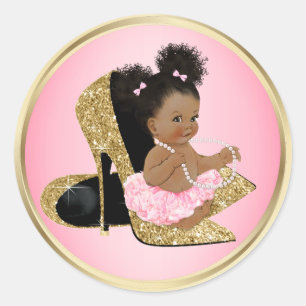 Autocollants de Baby Shower Chaussures en Or Rose