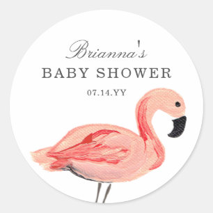 Autocollants de baby shower de Flamant rose