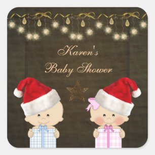 Autocollants de baby shower de Noël de jumeaux de