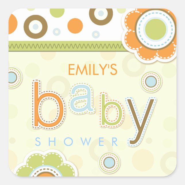 Autocollants de Baby shower rétro Scrapbook (Devant)