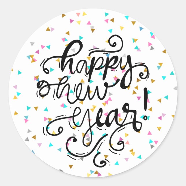 Autocollants de bonne année de confettis (Devant)
