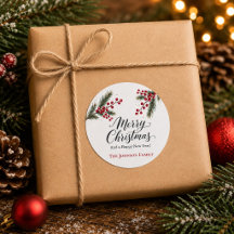 Autocollants de cadeau de Noël Famille Baies de ho