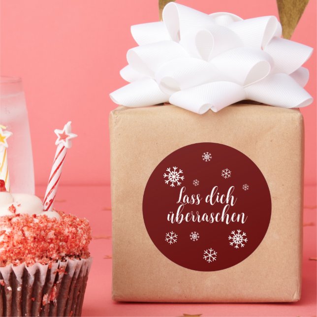 Autocollants de cadeau - étoiles de neige - rouge  (Fête)