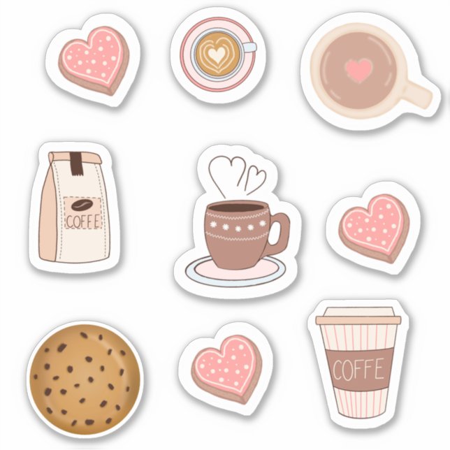 Autocollants de café mignons - Caféine adorable (Devant)