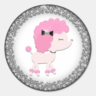 Autocollants de caniche rose adorables