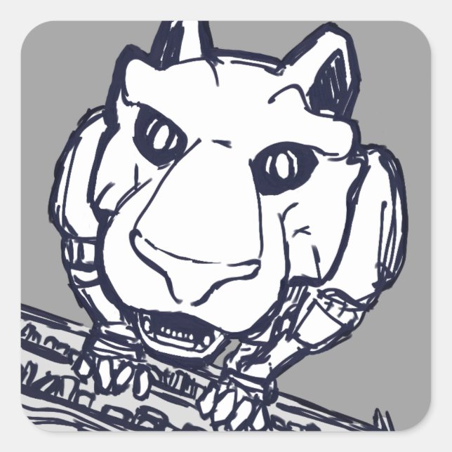 Autocollants de chat robot de la bibliothèque (Devant)